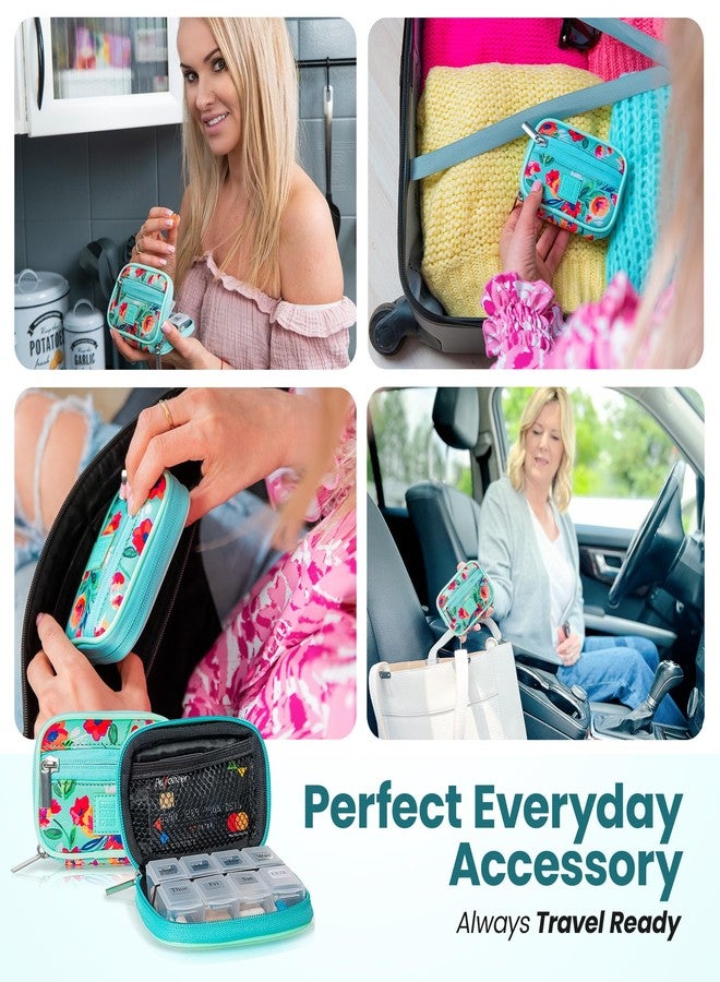 Made Easy Kit Pill Case for Everyday and Travel - 7-Day Weekly Medicine Supplement Vitamin Organizer Sorter Tracker - Neoprene Bag with Pockets - Compact Portable 8 Compartments (Teal) - Image 4
